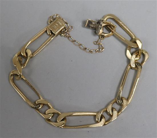 An Italian Uno A Erre 9ct gold curb link bracelet, 21.8 grams.